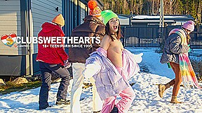 Playful 18yo Lesbians Playing with Snow at ClubSweethearts