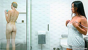 Im sharing a shower with my stepmoms super hot big tits gf